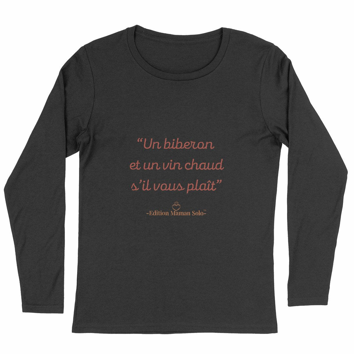 Pull fin "Un biberon et un vin chaud svp" -Edition Maman Solo- - face_noir
